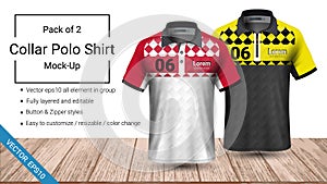 Polo collar t-shirt template, Vector eps10 file fully layered and editable prepared to showcase the custom design