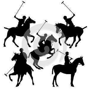 Polo horsemen silhouette set
