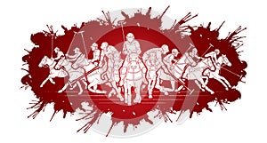 Polo Horses players sport cartoon graphic vector