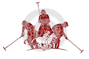 Polo Horses players sport cartoon graphic vector