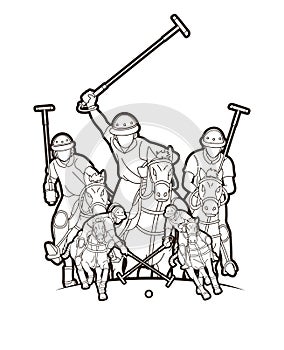 Polo Horses players sport cartoon graphic vector