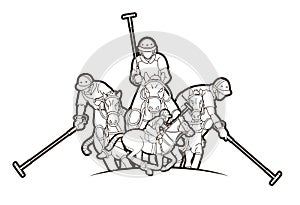 Polo Horses players sport cartoon graphic vector