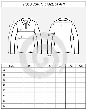 Polo jumper size chart. Sweatshirt