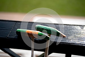 Polo mallets in the polo field