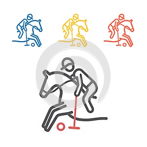 Polo player line icon. Vector signs for web graphics.