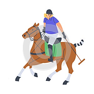 Polo player poised for the game vector illustration