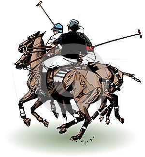 Polo players (hand drawing)