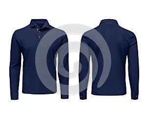 Polo shirt long sleeve isolated on white background, mockup ready to print