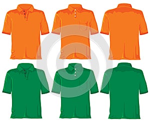 Polo shirt set. Orange & green