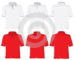 Polo shirt set. White & red