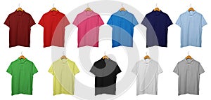 Polo shirt variation colors isolated on white background