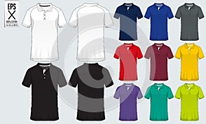 Polo t shirt sport design template for soccer jersey, football kit or sport club. Sport uniform in front view and back view.