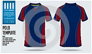 Polo t shirt sport design template for soccer jersey, football kit or sport club. Sport uniform in front view and back view.