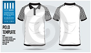 Polo t shirt sport design template for soccer jersey, football kit or sport club. Sport uniform in front view and back view.
