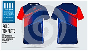 Polo t shirt sport design template for soccer jersey, football kit or sport club. Sport uniform in front view and back view.