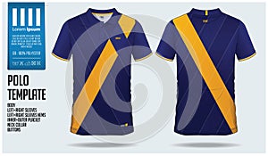 Polo t shirt sport design template for soccer jersey, football kit or sport club. Sport uniform in front view and back view.