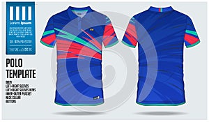Polo t shirt sport design template for soccer jersey, football kit or sport club. Sport uniform in front view and back view.