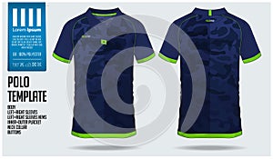 Polo t shirt sport design template for soccer jersey, football kit or sport club. Sport uniform in front view and back view.