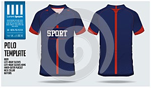 Polo t shirt sport design template for soccer jersey, football kit or sport club. Sport uniform in front view and back view.