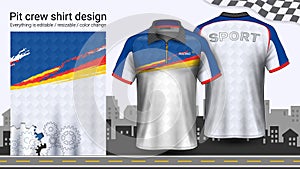 Polo t-shirt with zipper, Racing uniforms mockup template for Active wear and Sports clothing.