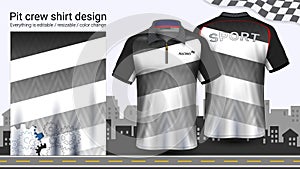 Polo t-shirt with zipper, Racing uniforms mockup template for Active wear and Sports clothing.