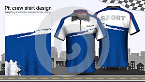 Polo t-shirt with zipper, Racing uniforms mockup template for Active wear and Sports clothing.