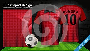 Polo t-shirt with zipper, Soccer jersey sport mockup template for football kit or activewear uniform