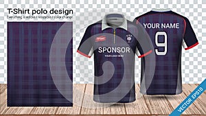 Polo t-shirt with zipper, Soccer jersey sport mockup template for football kit or activewear uniform