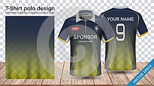 Polo t-shirt with zipper, Soccer jersey sport mockup template for football kit or activewear uniform