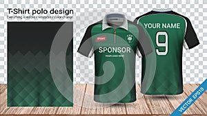 Polo t-shirt with zipper, Soccer jersey sport mockup template for football kit or activewear uniform