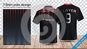 Polo t-shirt with zipper, Soccer jersey sport mockup template for football kit or activewear uniform