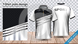 Polo t-shirt with zipper, Soccer jersey sport mockup template for football kit or activewear uniform