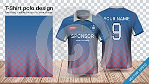 Polo t-shirt with zipper, Soccer jersey sport mockup template for football kit or activewear uniform photo