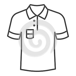 Polo thin line icon, Summer clothes concept, unisex shirt sign on white background, casual t-shirt icon in outline style