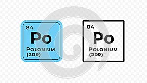 Polonium, chemical element of the periodic table vector