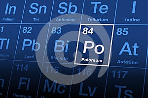Polonium, element with symbol Po, on the periodic table photo