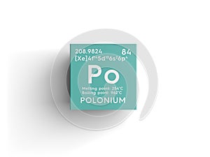 Polonium. Metalloids. Chemical Element of Mendeleev\'s Periodic Table. 3D illustration