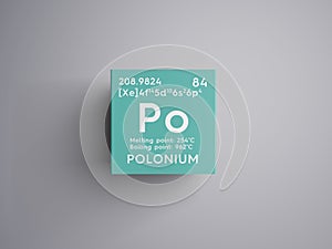 Polonium. Metalloids. Chemical Element of Mendeleev\'s Periodic Table. 3D illustration