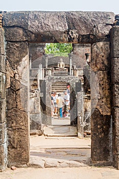 POLONNARUWA, SRI LANKA - JULY 22, 2016: Hatadage, ancient relic shrine in the city Polonnaruwa, Sri Lan