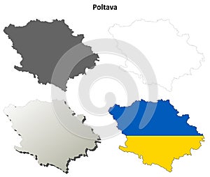 Poltava blank outline map set
