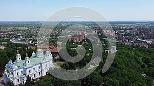 Poltava city beautiful landscape Ukraine aerial view.