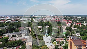 Poltava city landscape aerial view at the summer.