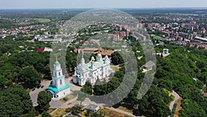 Poltava cityscape in the sunny day aerial view.