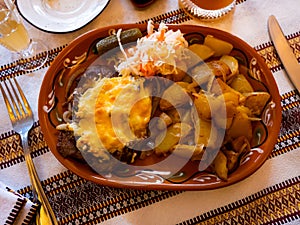 Poltava-style meat with boiled potatoes photo