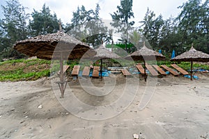 Polution at the famous angbang beach in Hue, Vietnam. Off season in winter.