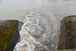 Polution to river Rhine in Germany near Viernheim