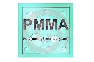 Poly(methyl methacrylate) (PMMA) polymer symbol isolated photo