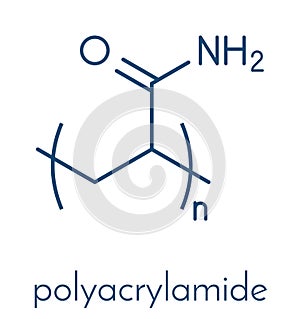 Polyacrylamide PAM polymer, chemical structure. Skeletal formula. photo