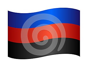 Polyamory flag - stock illustration - blue-red-black flag. Polyamory pride symbols. One of the forms of consistent non-monogamy, a