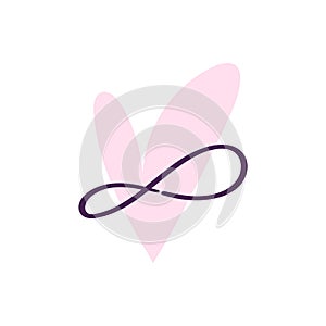 Polyamory, hand drawn logo. Ethical non monogamy concept. Notions of polygamy and open relations. Heart shape logo and